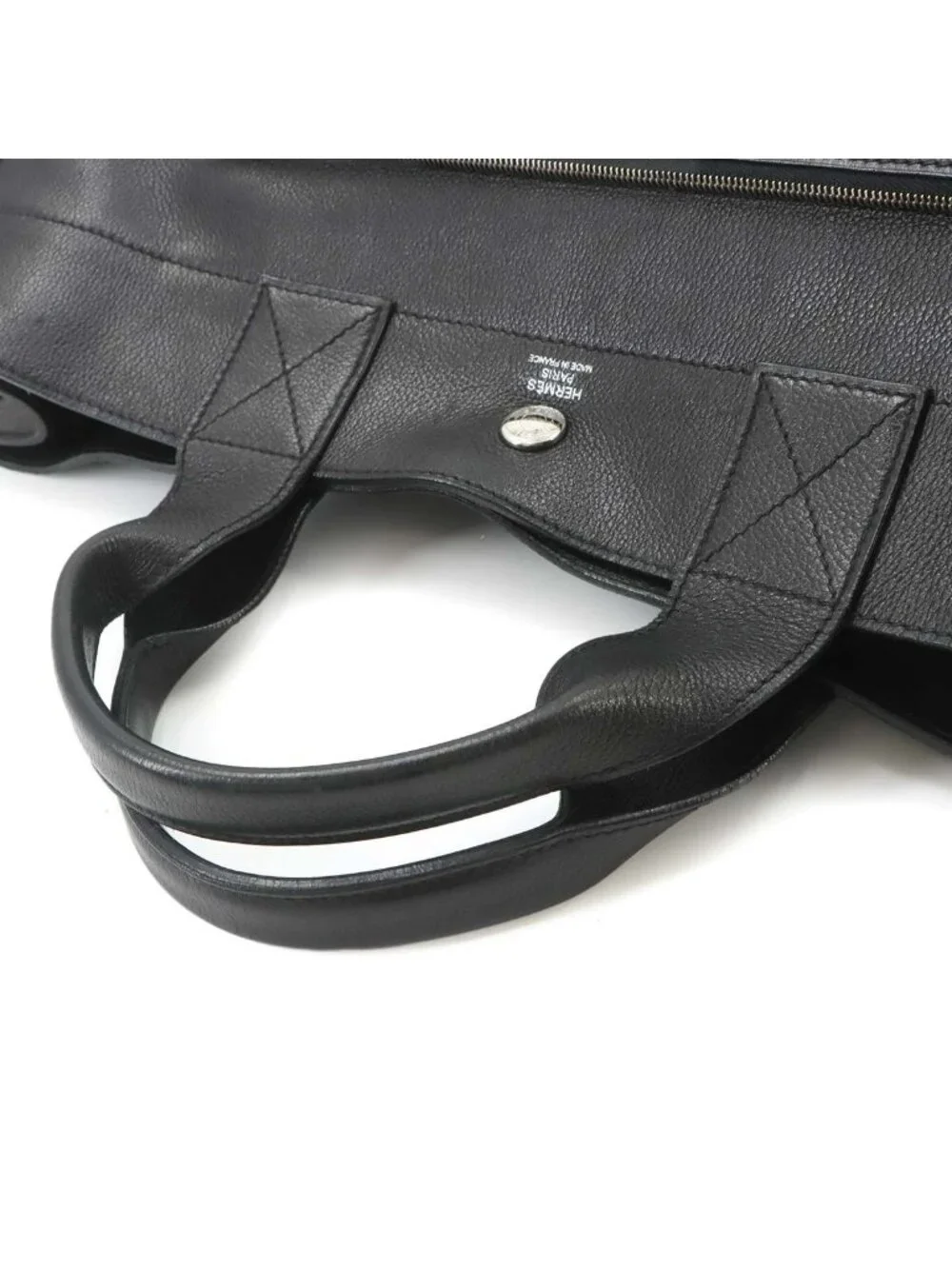 Hermes Sac Berlant Business Hand Bag Ever Gray Black Silver